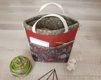 Project bag size M, knitting bag, bobble bag, handicraft bag, knitting, crocheting, Highland Cow, Hairy Coo, Scotland love