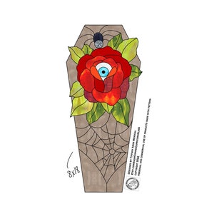 Coffin eye ball rose  Stained Glass Pattern Digital Download