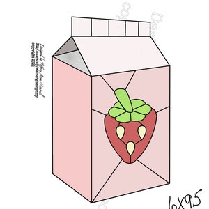 Strawberry Milk Carton Stained Glass Pattern Digital Download