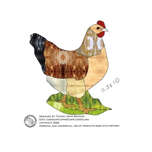 Hen chicken Stained Glass Pattern Digital Download