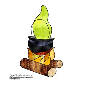 Cauldron  Stained Glass Pattern Digital Download