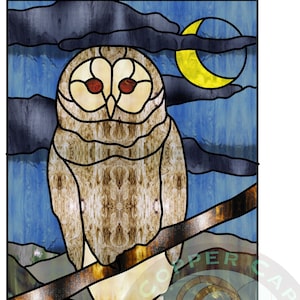 MIDNIGHT OWL • barred owl • Stained Glass Pattern • Digital Download