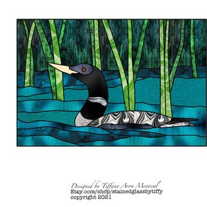 MALLARD • Lake Loon Duck • Stained Glass Pattern • Digital Download