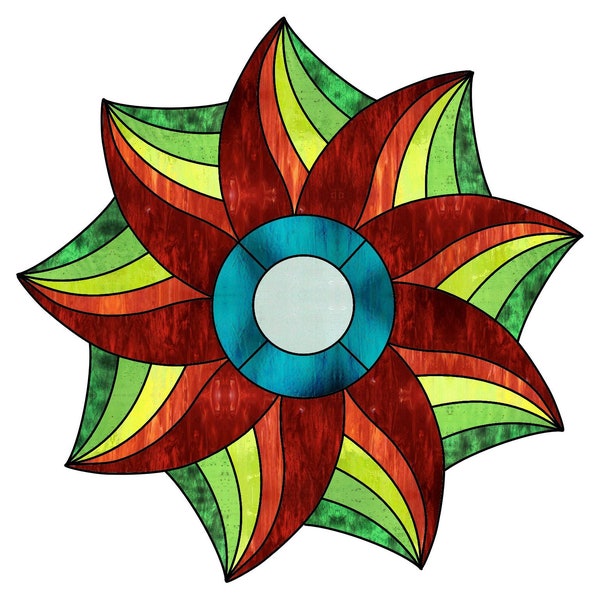 Geometric Pinwheel  Stained Glass Pattern Digital Download