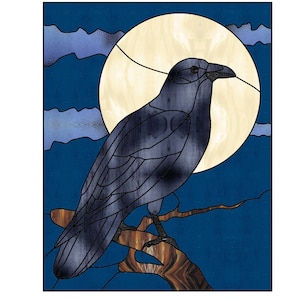 Raven Stained Glass Pattern Digital Download