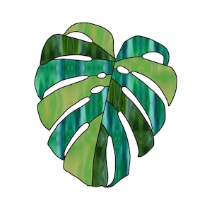 Monstera Leaf Stained Glass Pattern Digital Download