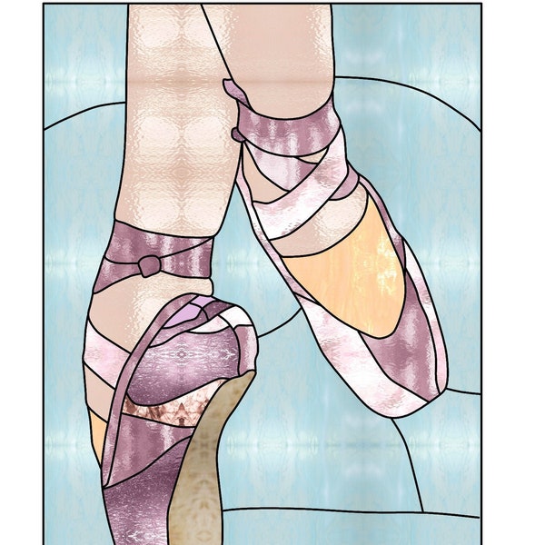 Ballet slippers pointe shoes Stained Glass Pattern Digital Download