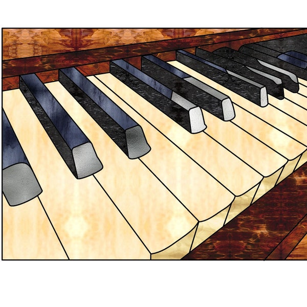 Piano keys Stained Glass Pattern Digital Download