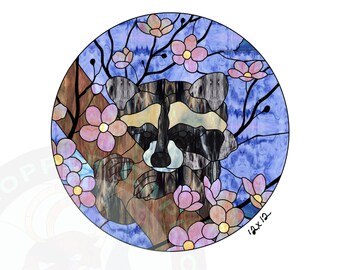 Raccoon Stained Glass Pattern Digital Download