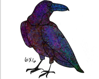 Raven • crow standing • Stained Glass Pattern • Digital Download