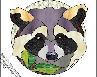 Raccoon Stained Glass Pattern Digital Download