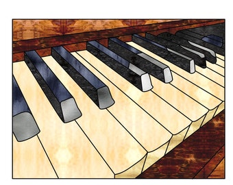 Piano keys Stained Glass Pattern Digital Download