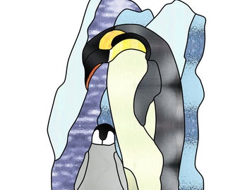 Emperor penguin Stained Glass Pattern Digital Download