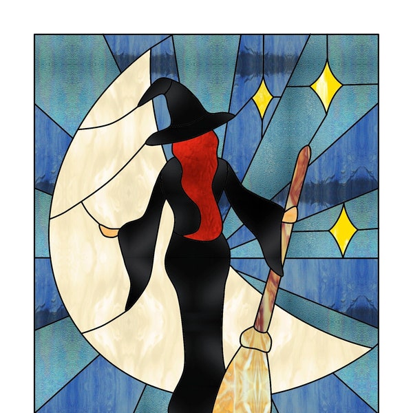 Witch Stained Glass Pattern Digital Download