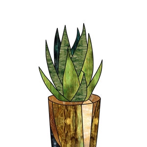 Cactus Stained Glass Pattern Digital Download