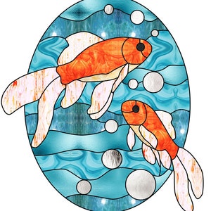 Goldfish Stained Glass Pattern Digital Download
