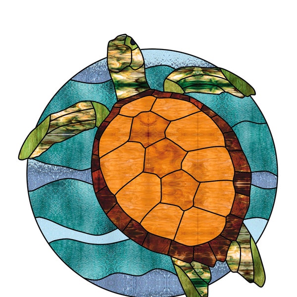 Sea turtle Stained Glass Pattern Digital Download