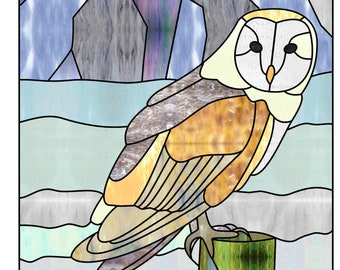 BARN OWL • Forest Bird • Stained Glass Pattern • Digital Download
