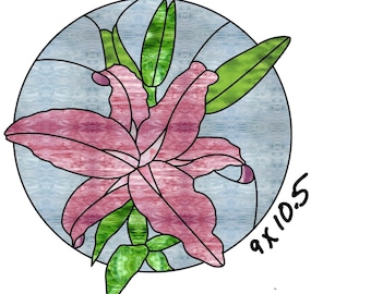 STARGAZER Lily Flower Stained Glass Pattern Digital Download