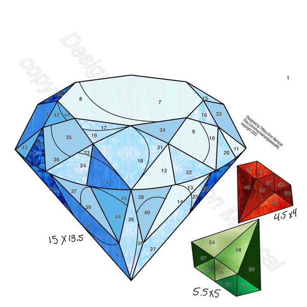 diamonds Stained Glass Pattern Digital Download