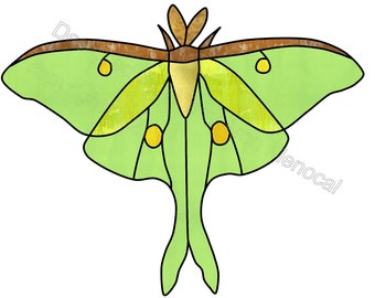 Lunar moth Stained Glass Pattern Digital Download