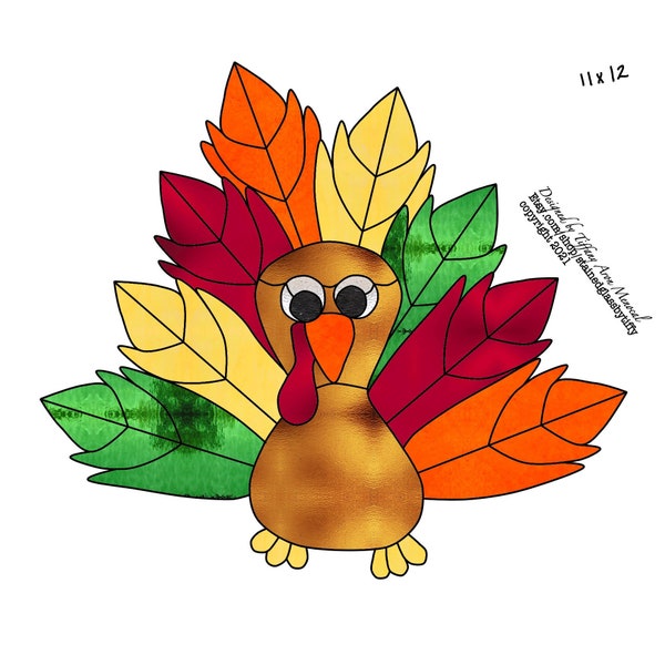 Turkey craft Stained Glass Pattern Digital Download