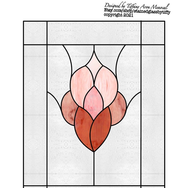 Eenvoudige abstracte bloem gebrandschilderd glas patroon digitale download
