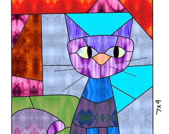 CATS• abstract cat •  - Stained Glass Pattern • Digital Download