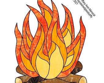 flames stained glass design flames stained glass design