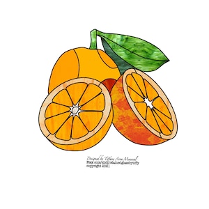 Oranges Stained Glass Pattern Digital Download