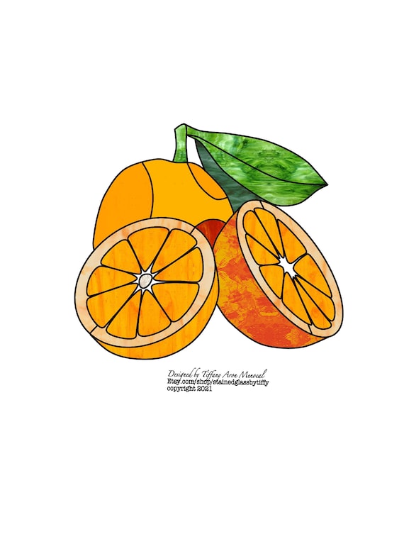 Oranges Stained Glass Pattern Digital Download