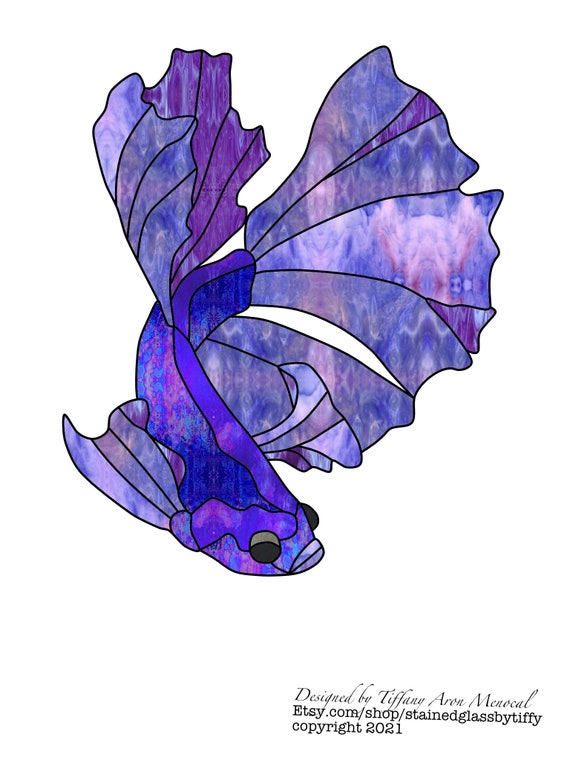 Betta Fish Stained Glass Pattern Digital Download Beta Etsy