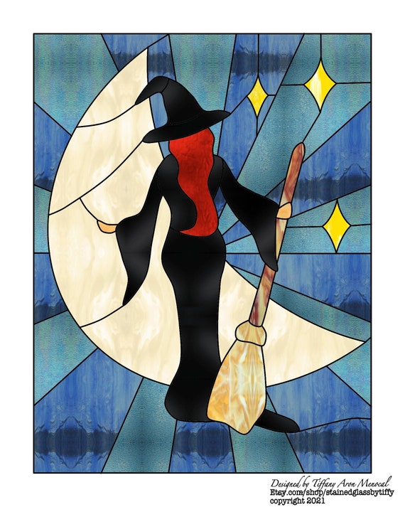 Witch Stained Glass Pattern Digital Download