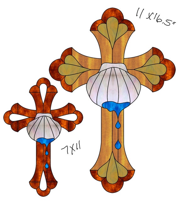Baptism cross Stained Glass Pattern Digital Download