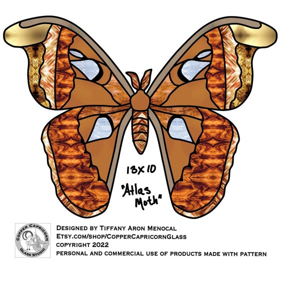 Atlas moth Stained Glass Pattern Digital Download