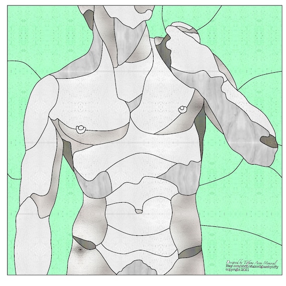 Nude David’s statue Stained Glass Pattern Digital Download