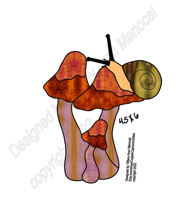 SNAIL BONNETS • Mushrooms Fungi • Stained Glass Pattern • Digital Download