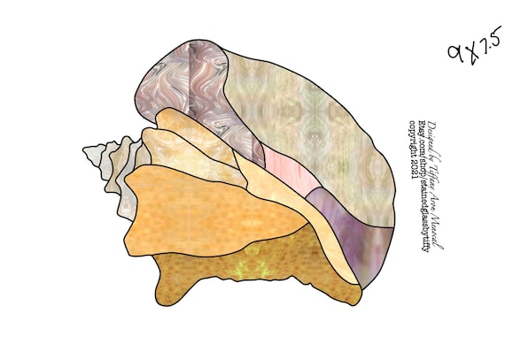 Conch shell Stained Glass Pattern Digital Download