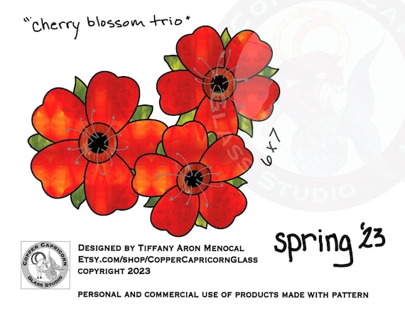 CHERRY BLOSSOM • spring flowers • Stained Glass Pattern • Digital Download