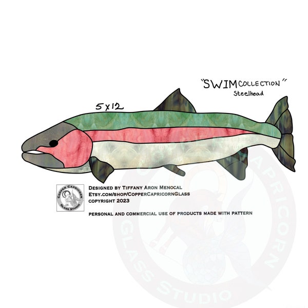 STEELHEAD • salmon fish • Stained Glass Pattern • Digital Download