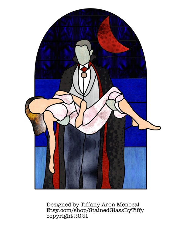 Dracula and Bride Stained Glass Pattern Digital Download