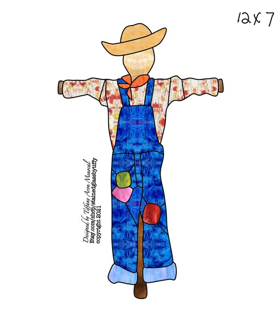 Scarecrow corn stalk Stained Glass Pattern Digital Download