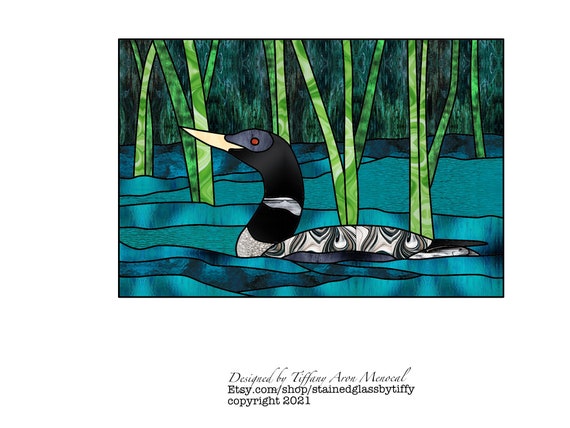 MALLARD • Lake Loon Duck • Stained Glass Pattern • Digital Download