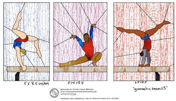Gymnastics • gymnast on beam olympics • Stained Glass Pattern • Digital Download