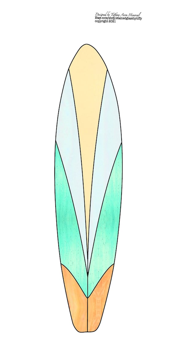 Surf board Stained Glass Pattern Digital Download