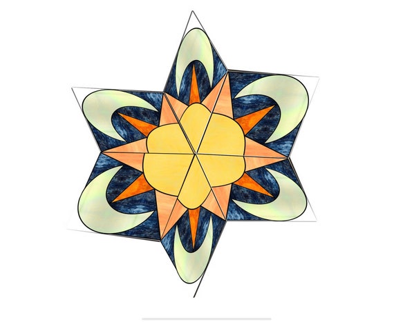 Sun and moon Spinner Stained Glass Pattern Digital Download