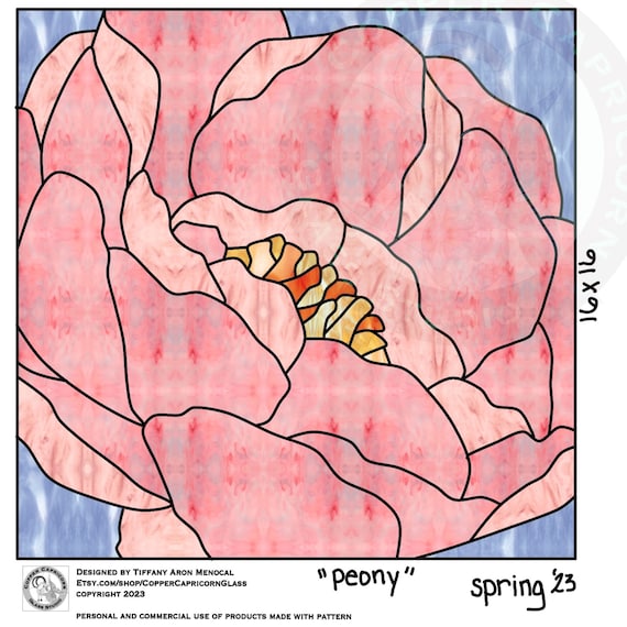 PEONIE • close up flower • Stained Glass Pattern • Digital Download