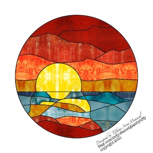 Sunset Stained Glass Pattern Digital Download