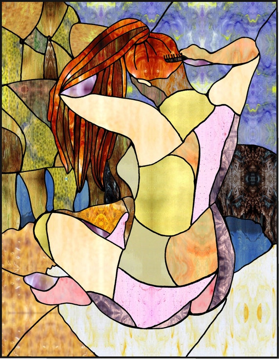 Inspired by Degas Nude Stained Glass Pattern Digital Download 