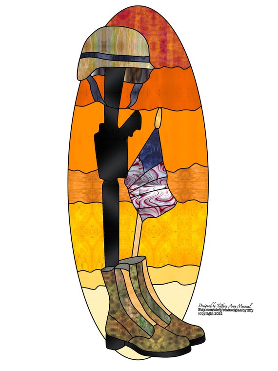 Fallen soldier memorial Stained Glass Pattern Digital Download